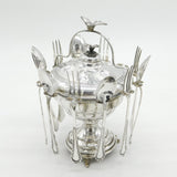 European .800 Silver Planished Caviar Sharing Set Antique c1920 Art Deco