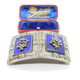 Early Victorian French Sterling Silver, Blue Enamel & Paste Floral Nurses Buckle