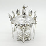 European .800 Silver Planished Caviar Sharing Set Antique c1920 Art Deco