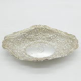 Victorian Sterling Silver Floral Decorated Treat Dish Antique 1890 London