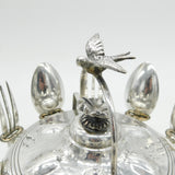 European .800 Silver Planished Caviar Sharing Set Antique c1920 Art Deco