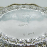 Victorian Sterling Silver Floral Decorated Treat Dish Antique 1890 London
