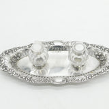 Victorian Sterling Silver Floral Pattern Ink Pot Desk Stand 1899 Antique