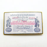 Victorian Metal & Enamel Bank of Ireland One Pound Note Brooch Antique 1878