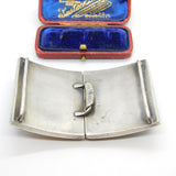 Early Victorian French Sterling Silver, Blue Enamel & Paste Floral Nurses Buckle