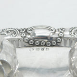 Victorian Sterling Silver Floral Pattern Ink Pot Desk Stand 1899 Antique