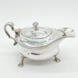 George II Sterling Silver Paw Foot Lidded Sauce Boat Antique 1755 London