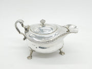George II Sterling Silver Paw Foot Lidded Sauce Boat Antique 1755 London
