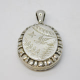 Victorian Aesthetic Sterling Silver Swallow Locket Antique 1862 Birmingham
