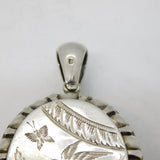 Victorian Aesthetic Sterling Silver Swallow Locket Antique 1862 Birmingham