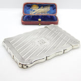 Victorian Sterling Silver Floral Card Case Antique 1867 Robert Thornton Birmingham