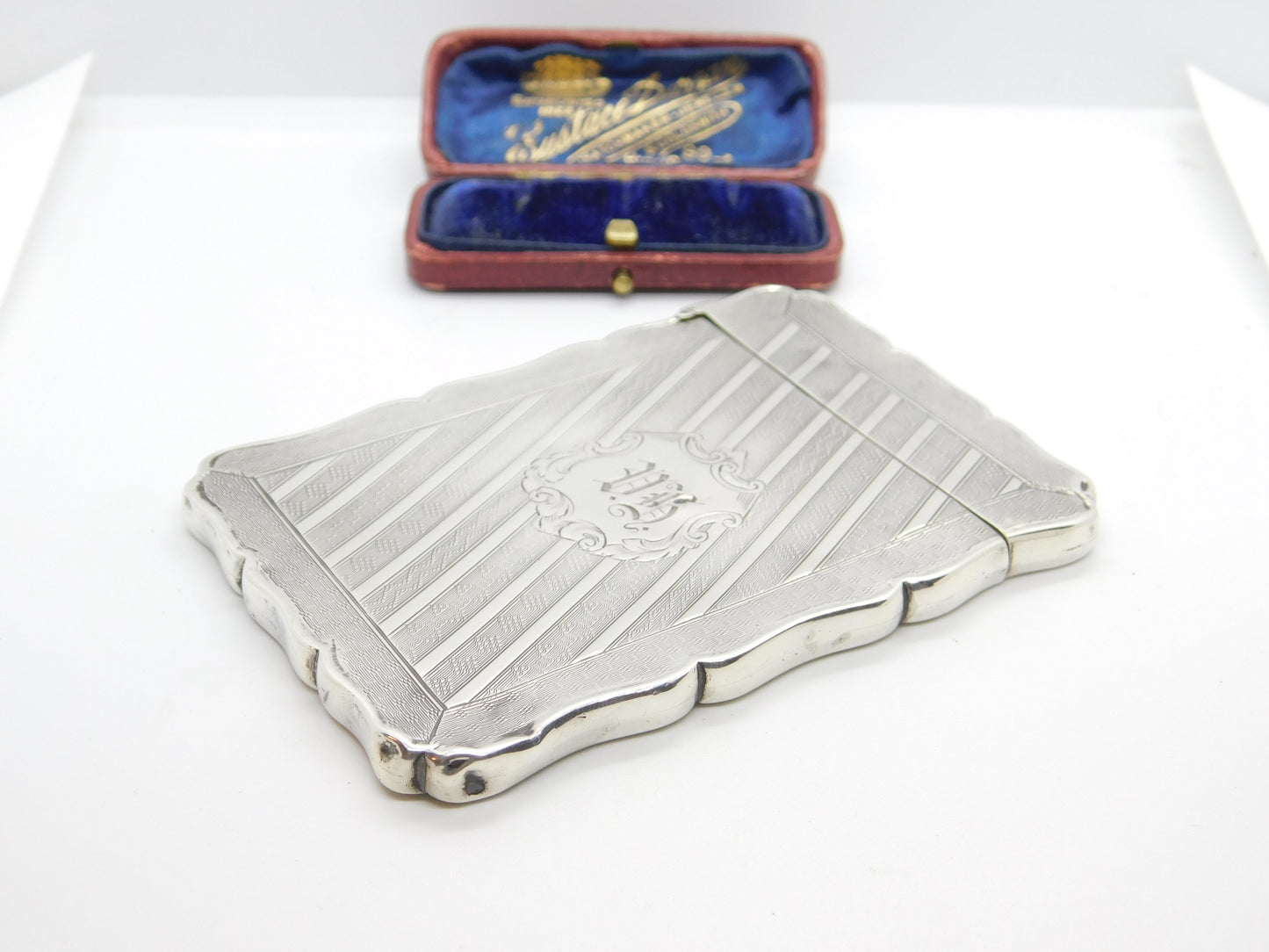 Victorian Sterling Silver Floral Card Case Antique 1867 Robert Thornton Birmingham