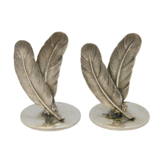 19th Century Pair of Sterling Silver Quill Form Menu Holders Antique c1890