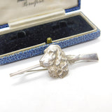 Sterling Silver Retriever Dog & Gun Shooting Interest Brooch Antique c1930 Deco