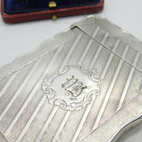 Victorian Sterling Silver Floral Card Case Antique 1867 Robert Thornton Birmingham