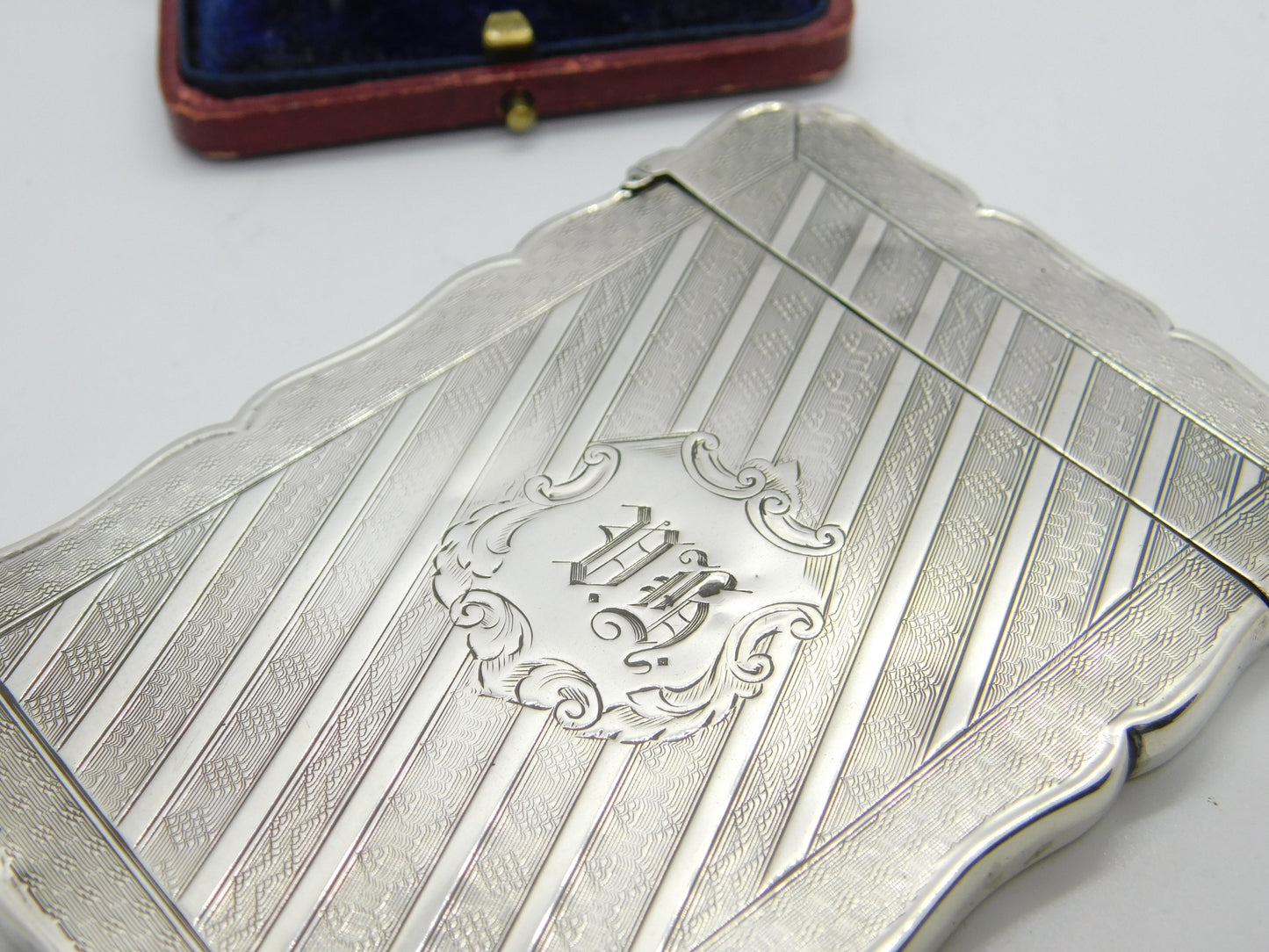 Victorian Sterling Silver Floral Card Case Antique 1867 Robert Thornton Birmingham