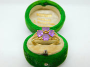9ct Yellow Gold Amethyst Set Floral Dress Ring Vintage c1990 London