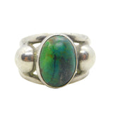Mexican Studio Jewellery Sterling Silver Cabochon Turquoise Dress Ring Vintage