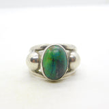 Mexican Studio Jewellery Sterling Silver Cabochon Turquoise Dress Ring Vintage