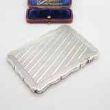Victorian Sterling Silver Floral Card Case Antique 1867 Robert Thornton Birmingham