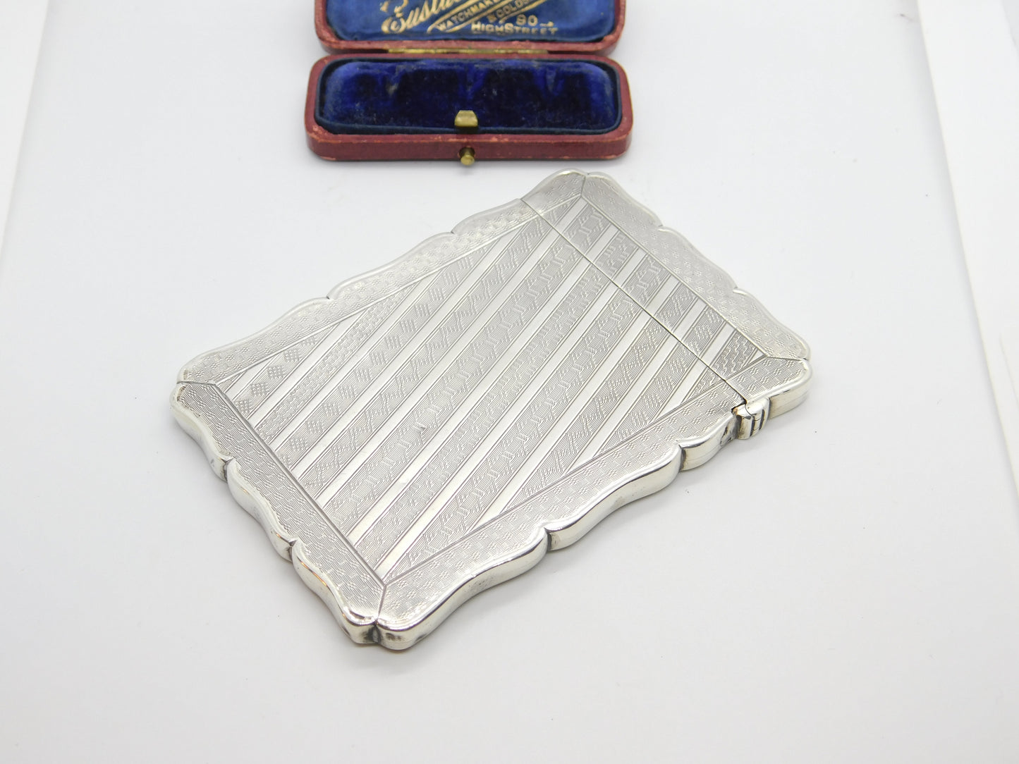 Victorian Sterling Silver Floral Card Case Antique 1867 Robert Thornton Birmingham