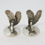 19th Century Pair of Sterling Silver Quill Form Menu Holders Antique c1890
