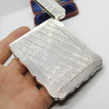 Victorian Sterling Silver Floral Card Case Antique 1867 Robert Thornton Birmingham