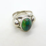 Mexican Studio Jewellery Sterling Silver Cabochon Turquoise Dress Ring Vintage