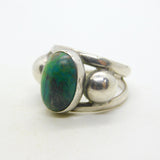 Mexican Studio Jewellery Sterling Silver Cabochon Turquoise Dress Ring Vintage