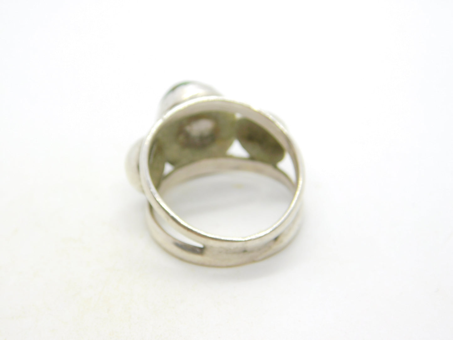 Mexican Studio Jewellery Sterling Silver Cabochon Turquoise Dress Ring Vintage