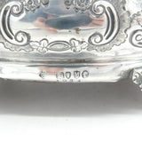 Victorian Sterling Silver Floral Pattern Cruet Set Stand Antique 1887 London