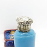 Victorian Sterling Silver Blue Vaseline Glass Scent Bottle Antique c1880 AF