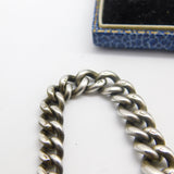 Edwardian Sterling Silver Graduating Albert Watch Chain with Spinner Fob 1909