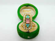 George III 9ct Gold, Pearl, Turquoise & Amethyst Floral Dress Ring Antique c1820