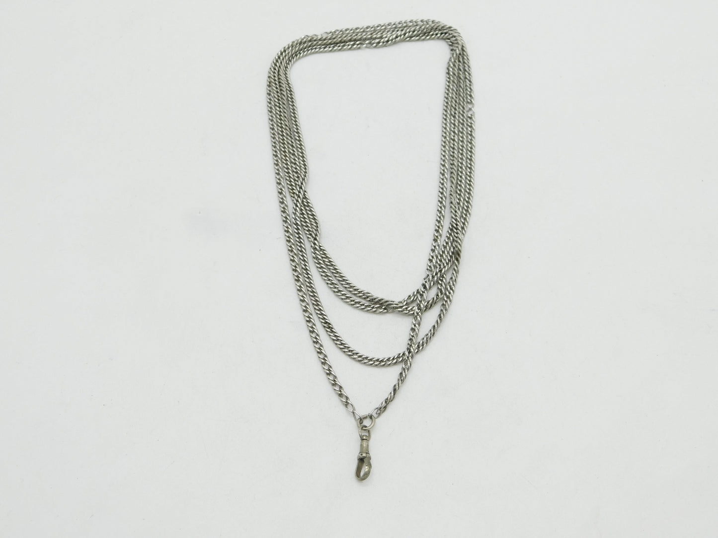 Victorian Sterling Silver Long Guard Muff Chain 152cm Length Antique c1860