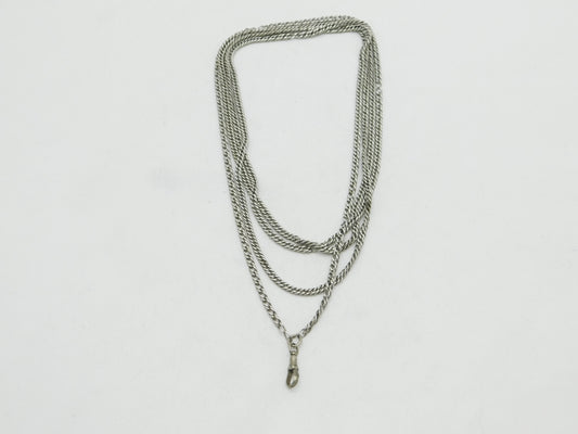 Victorian Sterling Silver Long Guard Muff Chain 152cm Length Antique c1860