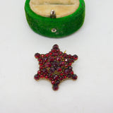 19th Century Austrian 8ct Gold & Bohemian Garnet Star Brooch Antique c1860