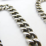 Edwardian Sterling Silver Graduating Albert Watch Chain with Spinner Fob 1909