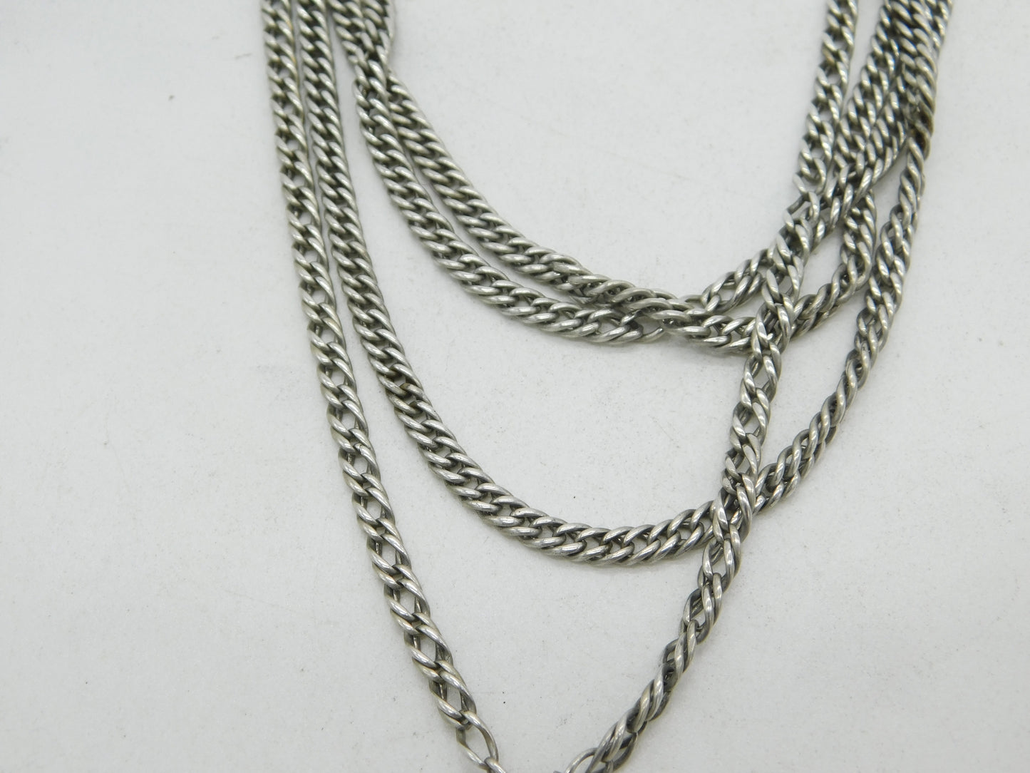 Victorian Sterling Silver Long Guard Muff Chain 152cm Length Antique c1860