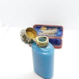 Victorian Sterling Silver Blue Vaseline Glass Scent Bottle Antique c1880 AF
