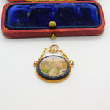 Regency Grand Tour 9ct Gold Set Micro-Mosaic Roman Scene Pendant c1830