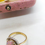 9ct Gold Cabochon Doublet Opal & Marcasite Dress Ring c1920 Antique Art Deco