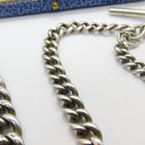 Edwardian Sterling Silver Graduating Albert Watch Chain with Spinner Fob 1909