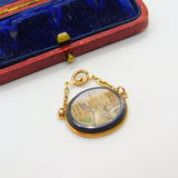Regency Grand Tour 9ct Gold Set Micro-Mosaic Roman Scene Pendant c1830