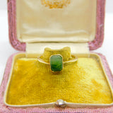 9ct Yellow Gold Moss Agate Set Band Ring 1914 Birmingham Antique Art Deco