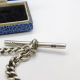 Edwardian Sterling Silver Graduating Albert Watch Chain with Spinner Fob 1909