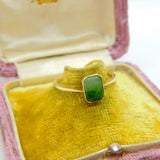 9ct Yellow Gold Moss Agate Set Band Ring 1914 Birmingham Antique Art Deco
