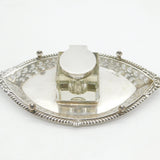 Edwardian Sterling Silver & Glass Floral Desk Inkwell & Stand Antique 1902