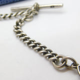 Edwardian Sterling Silver Graduating Albert Watch Chain with Spinner Fob 1909