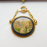 Regency Grand Tour 9ct Gold Set Micro-Mosaic Roman Scene Pendant c1830